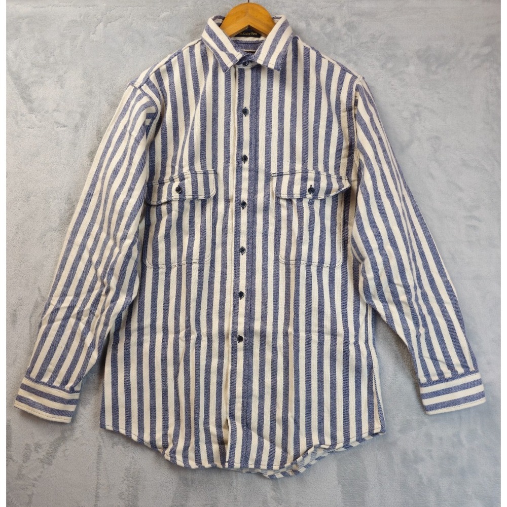 Vintage 90s Eddie Bauer McKinley Cloth Button-Up Medium Tall Striped USA Made